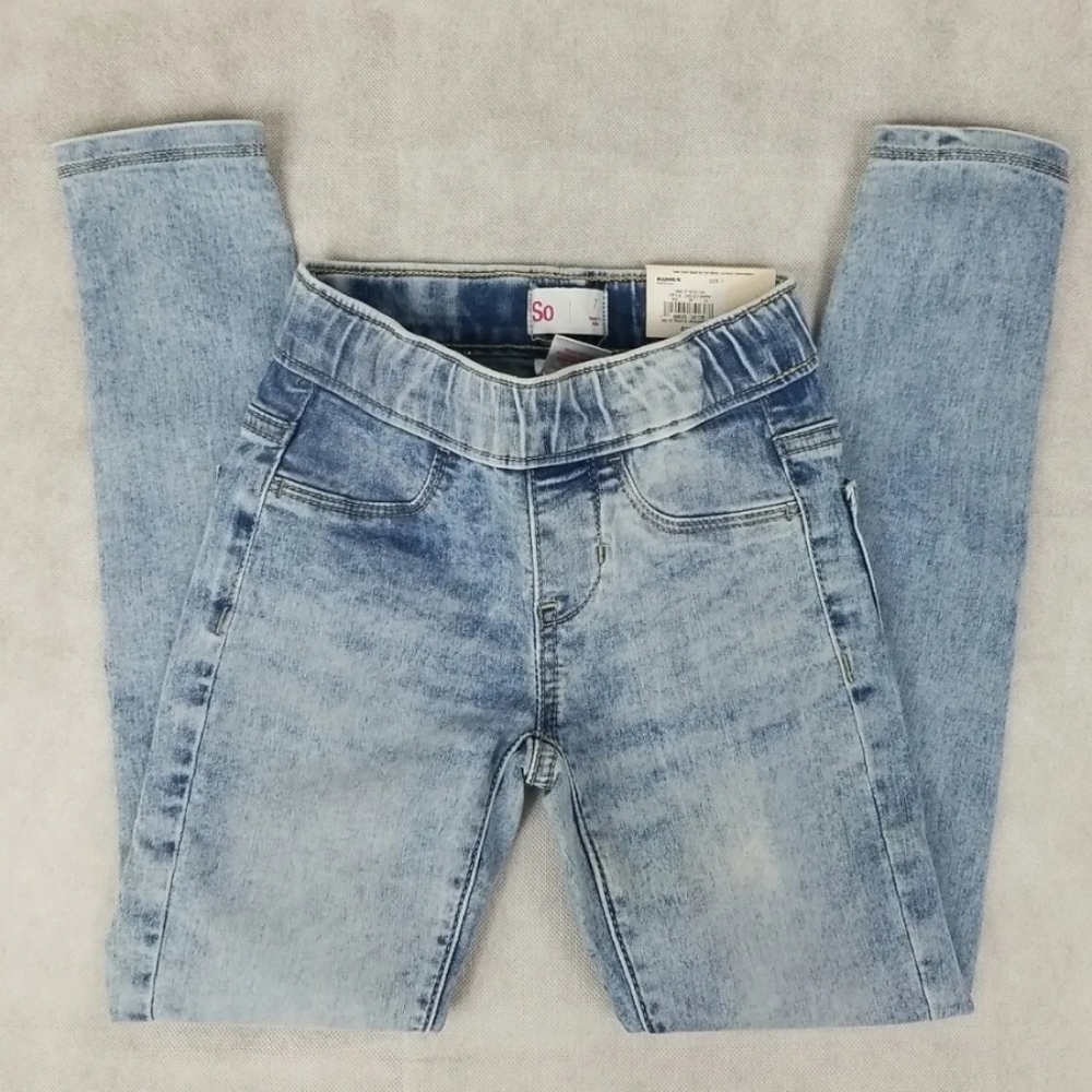 SO Jeans Girls Size 7 Jegging Mid Rise Blue Wash Pull On Jean Pant‎ NWT